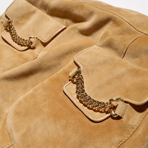 饰链条细节绒面材质半身裙