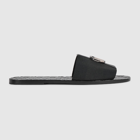 Men's Riviera slide sandal in black elastic band | GUCCI® US