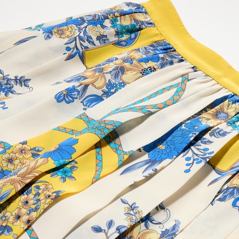 Printed silk midi skirt