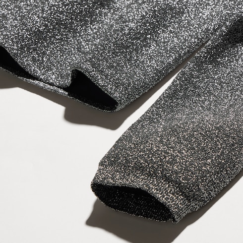 Lamé stretch fabric T-shirt