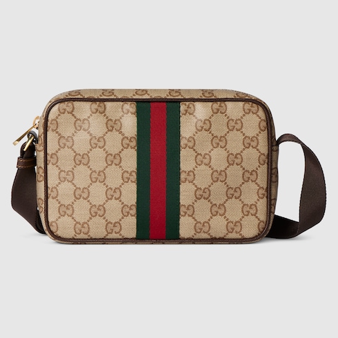 GG mini bag with Web in sand and brown GG canvas | GUCCI® INT GG mini bag with Web in sand and brown GG canvas | GUCCI® INT