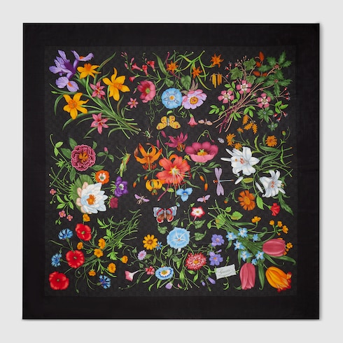 Printed GG wool silk shawl in multicolor | GUCCI® US