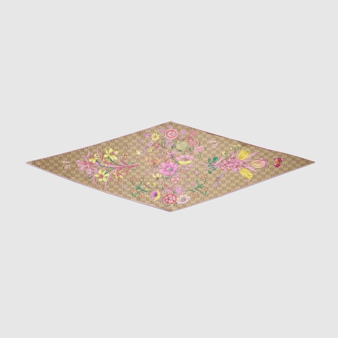 Printed GG silk twill diamond scarf in multicolor | GUCCI® US