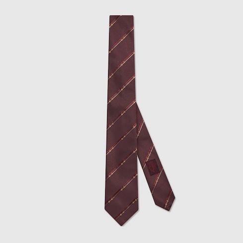 GUCCI ダイアゴナル ホースビット シルクジャカード ネクタイ