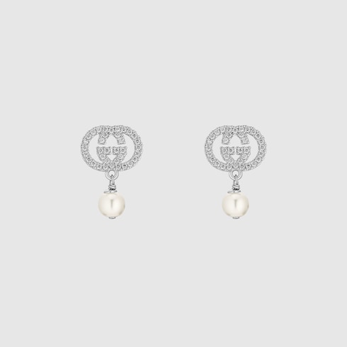 GUCCI クリスタル & パール ピアス