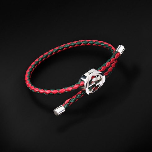 웹(Web) 디테일 브레이디드 레더 팔찌