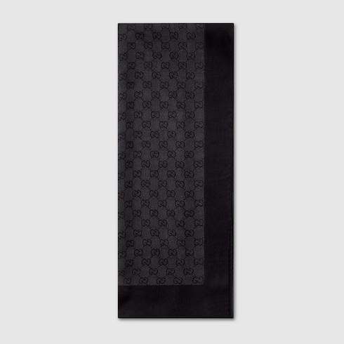 Printed silk chiffon stole in black | GUCCI® US