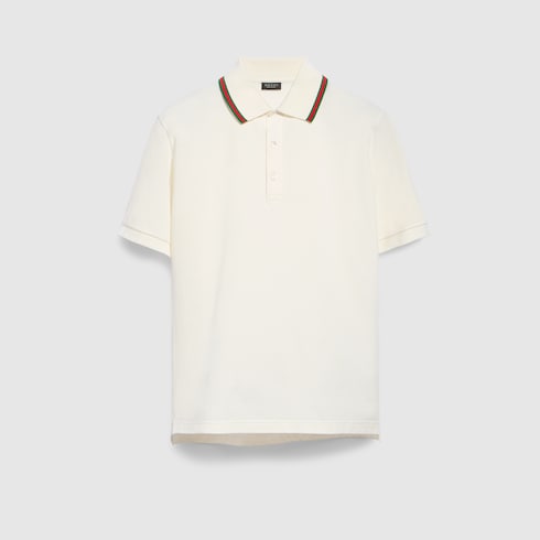 【美品】　GUCCI 長袖ポロシャツ ホワイト コットンジャージーピケ ポロシャツ ・ホワイト | GUCCI公式