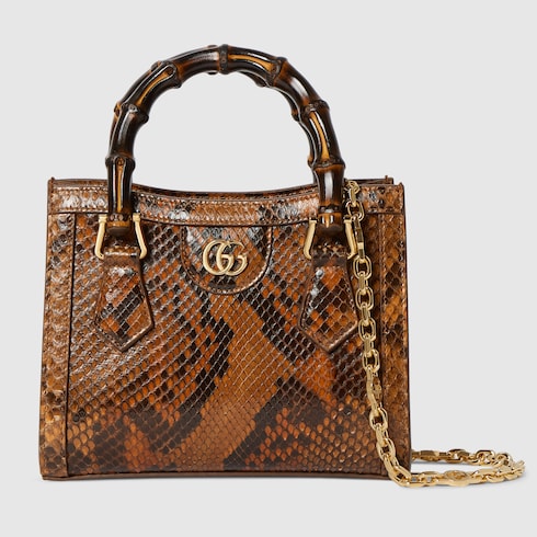 Gucci Diana python small tote bag in brown | GUCCI® US