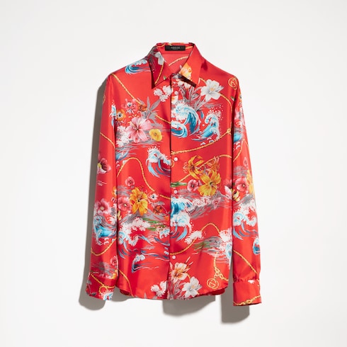 Printed silk twill shirt
