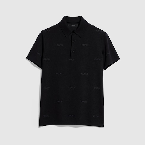 GUCCI グッチ ジャカード ウールシルク ポロシャツ
