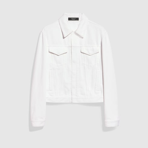 Cotton denim jacket in white | GUCCI® INT