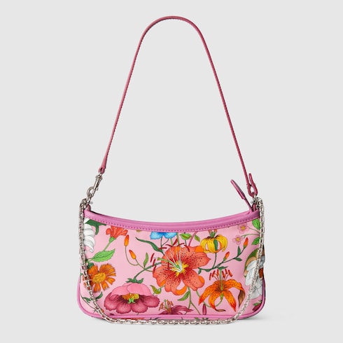 Gossip small shoulder bag in pink and multicolor nylon | GUCCI® UK