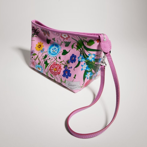 Pochette petit format à motif Flora avec dragonne