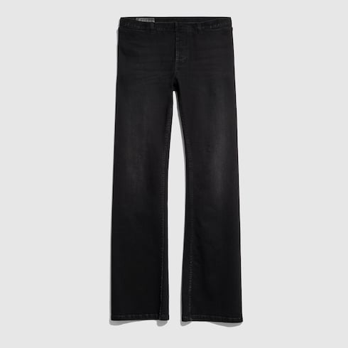 Stretch cotton denim pants in black | GUCCI® INT