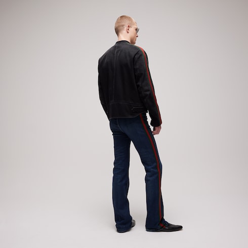 Bikerjacke aus Baumwolldenim mit Web