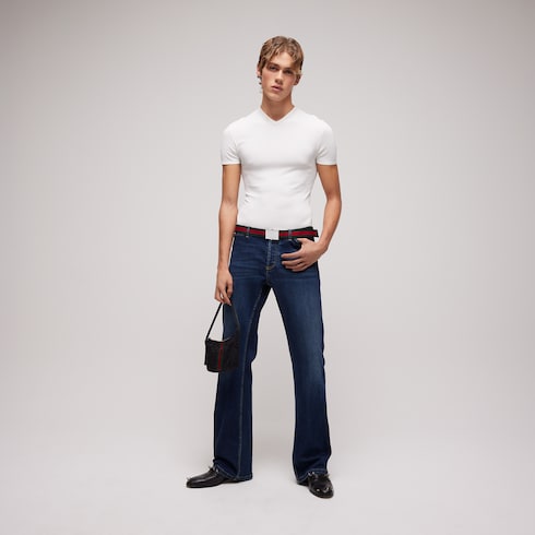 Web belt with rectangular buckle