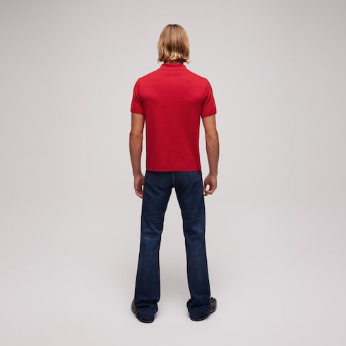 Polo en soie et coton avec broderie
