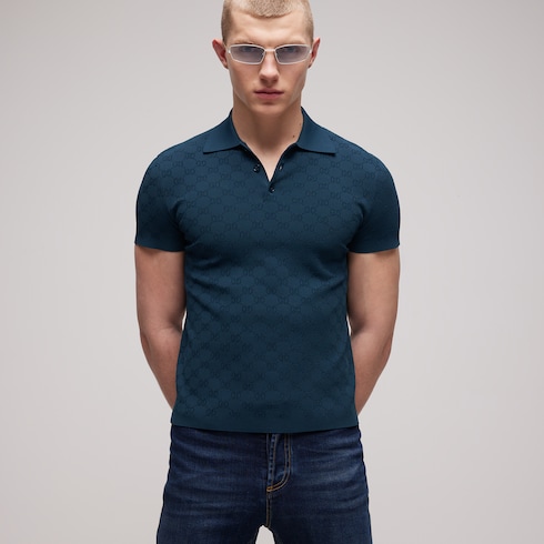 Polo en tissu technique jacquard GG