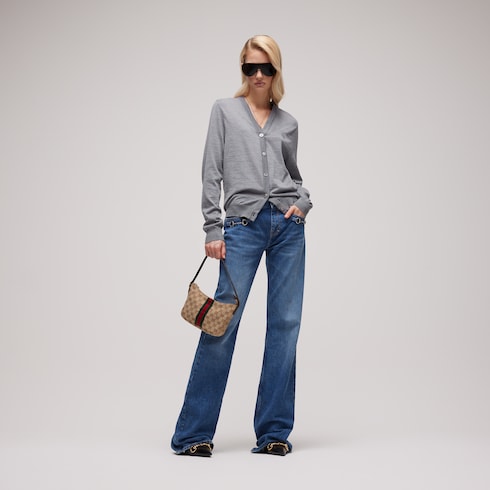 Cardigan en laine fine avec broderie