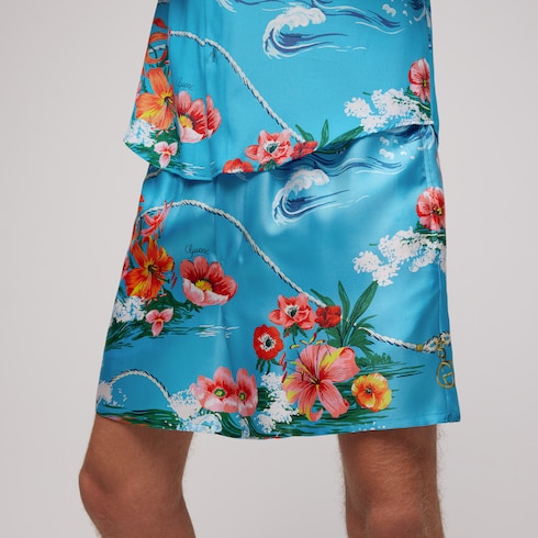 プリント シルクツイル ショートパンツ