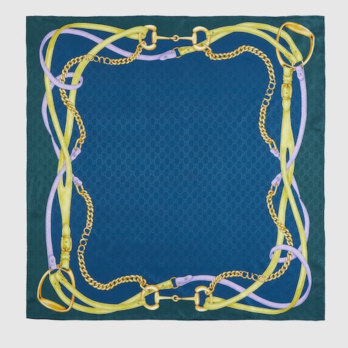 Carré in seta jacquard GG stampata