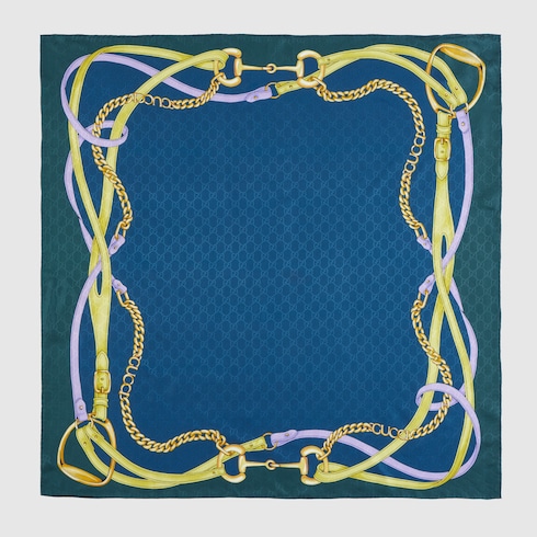 Printed GG silk jacquard carré