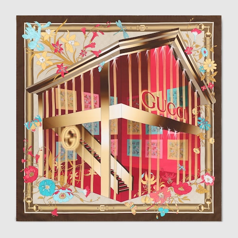 Printed silk twill carré