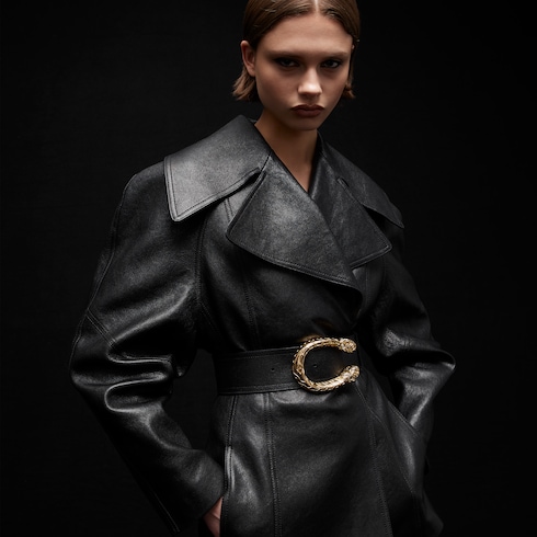 Trench en cuir grainé souple