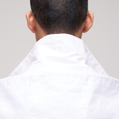 Giacca compatta in tessuto di cotone con zip