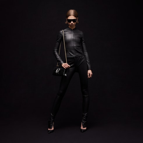 Veste zippée légère en cuir stretch
