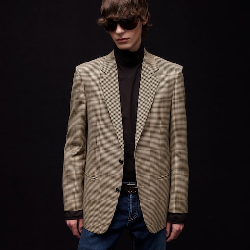 Einreihiger Blazer aus Wolle mit Vichykaro