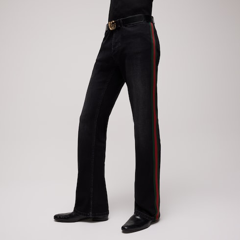 بنطال من الدينيم القطني مع شريط Web