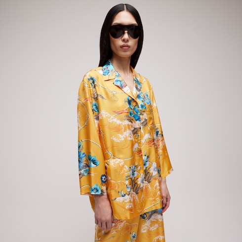 Printed silk twill shirt