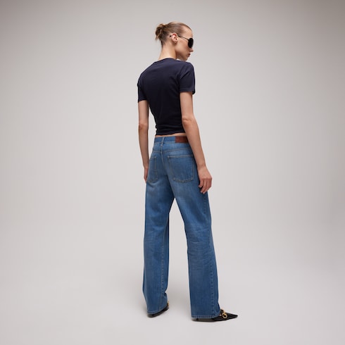 Bleached washed cotton denim