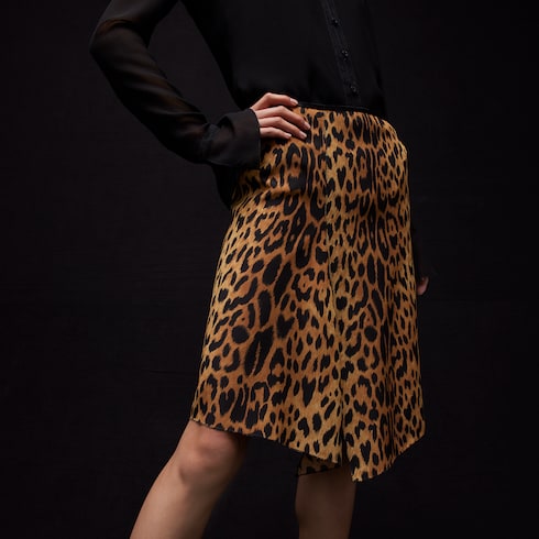 Printed silk crêpe de chine skirt