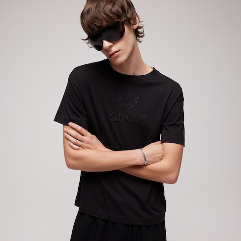 エンブロイダリー付き コットンジャージー Tシャツ ・ブラック | GUCCI公式