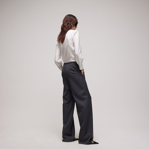 Gucci pinstripe silk shirt with bow