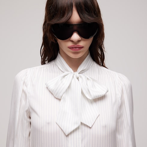 Gucci pinstripe silk shirt with bow