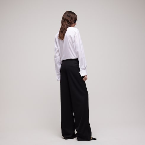 Cotton poplin shirt with rouches