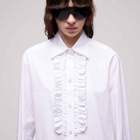 Chemise en popeline de coton avec volants