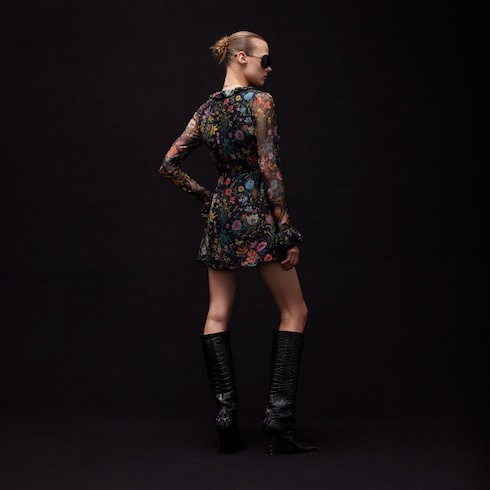 Printed silk chiffon dress