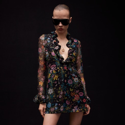 Abito in chiffon di seta stampato