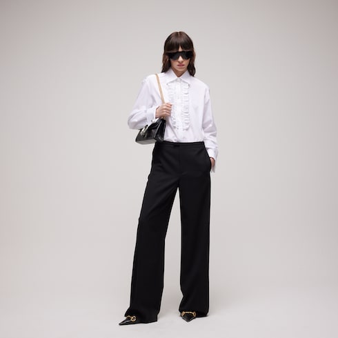 Cotton poplin shirt with rouches