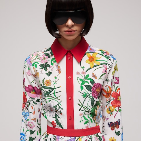 Camisa de seda estampada