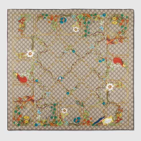 Pañuelo cuadrado de sarga de seda estampada