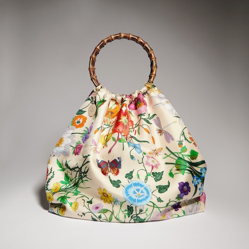 Seidene Maxi-Tasche mit 'Bamboo' Griff