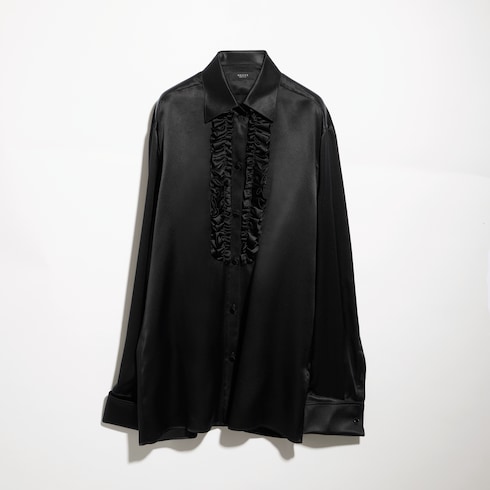 Chemise en satin de soie avec des rouches