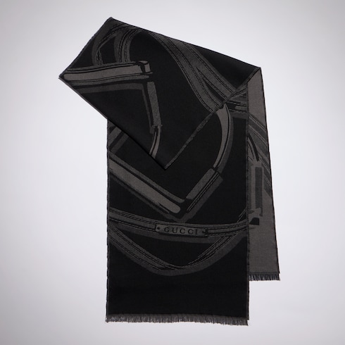 Stole aus Woll-Seiden-Jacquard mit Horsebit-Motiv