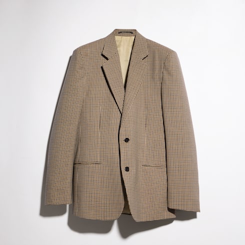 Einreihiger Blazer aus Wolle mit Vichykaro